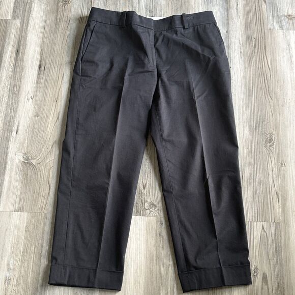 Ann Taylor Black Cotton Blend Dress Pants Ankle Length Cuffed Bottom Size 6P - Picture 1 of 8